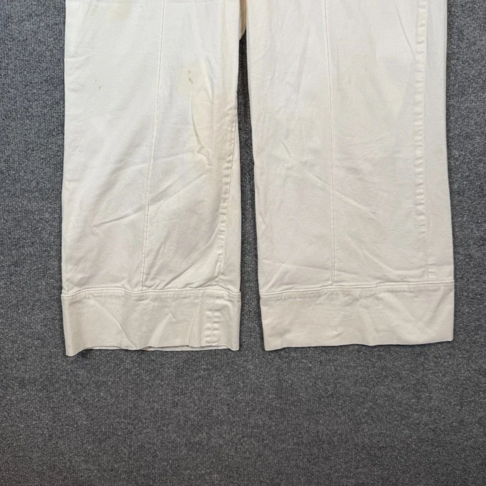 Anthropologie Pants Womens‎ 10 White Chinos Wide Leg Cropped Pockets Flaw - Picture 2 of 8